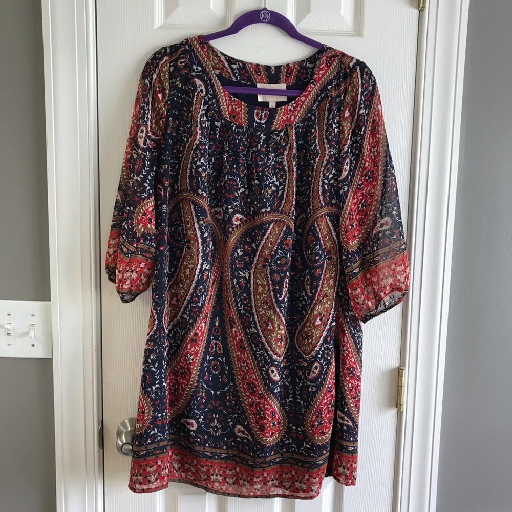 Skies Are Blue Navy Floral Tunic Dress Medium